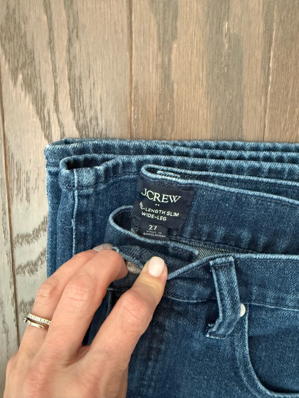 J. Crew Dark Blue Wide-Leg Jeans with White Bow Embroidery - Picture 6 of 7